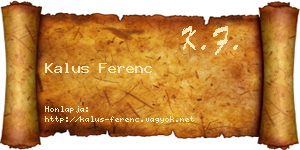 Kalus Ferenc névjegykártya